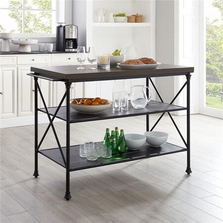 Crosley Crosley CF3024MB-BR 53.25 x 24 x 36 in. Madeleine Kitchen Island; Brown & Matte Black CF3024MB-BR